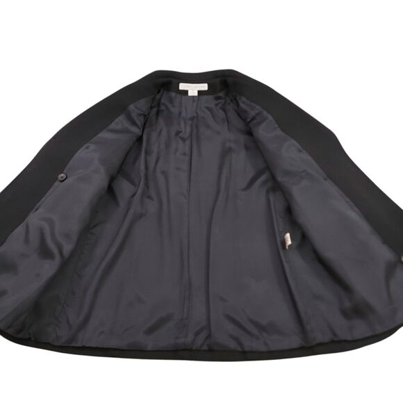 Larry Levine Pea Coat Womens 8 Black 100% Wool Double Breasted Dark Academia - Picture 5 of 12